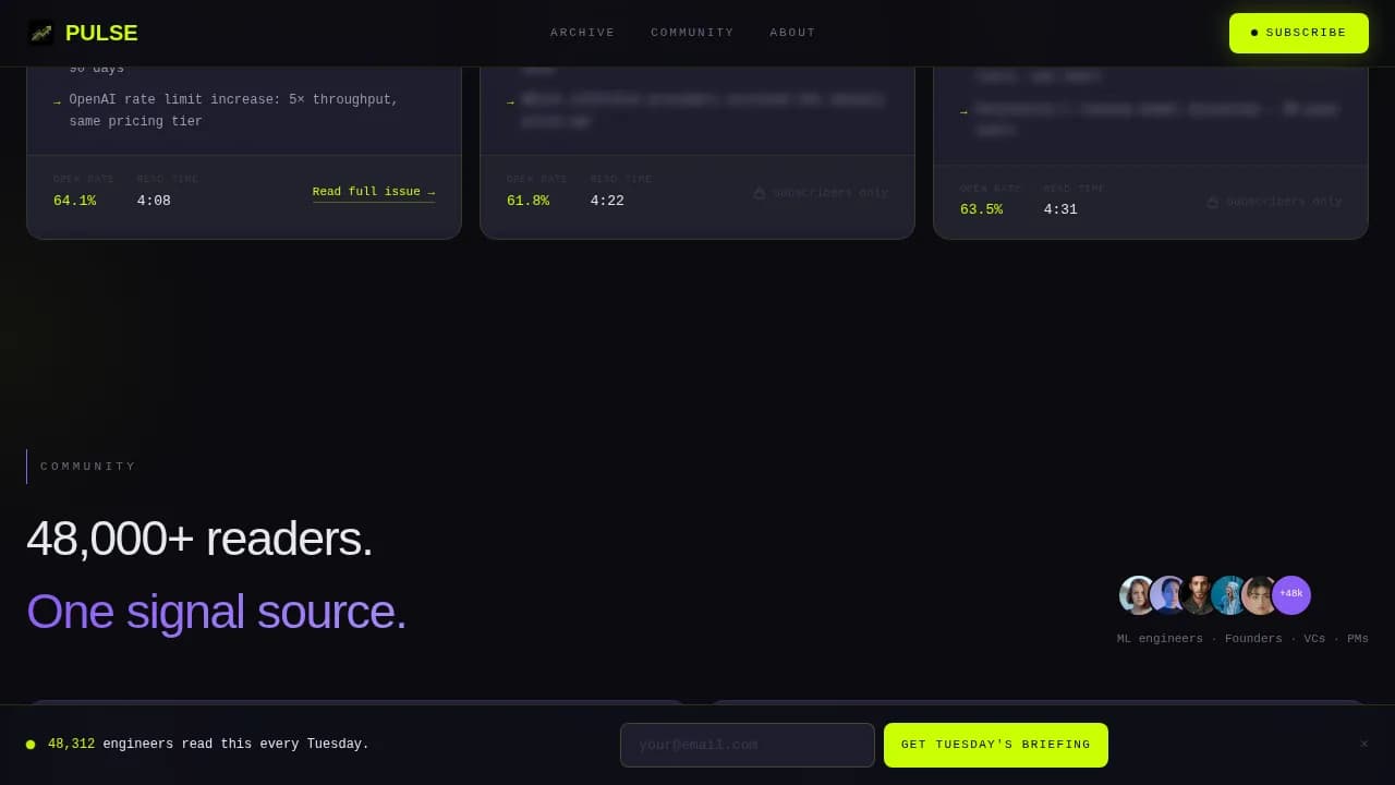 Surge — Intelligent AI Insights Newsletter Landing Page Template