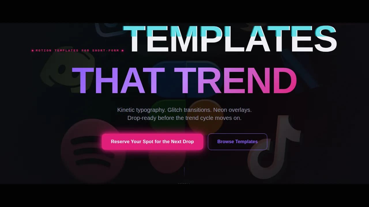 Reel — Viral Content Platform Landing Page Template