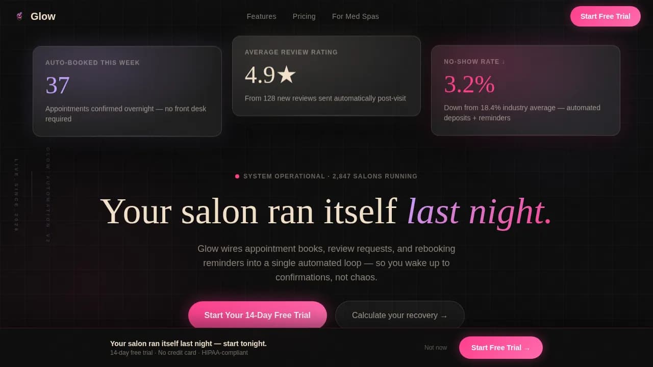 Beauty & Salon Software & SaaS Booking Website Template