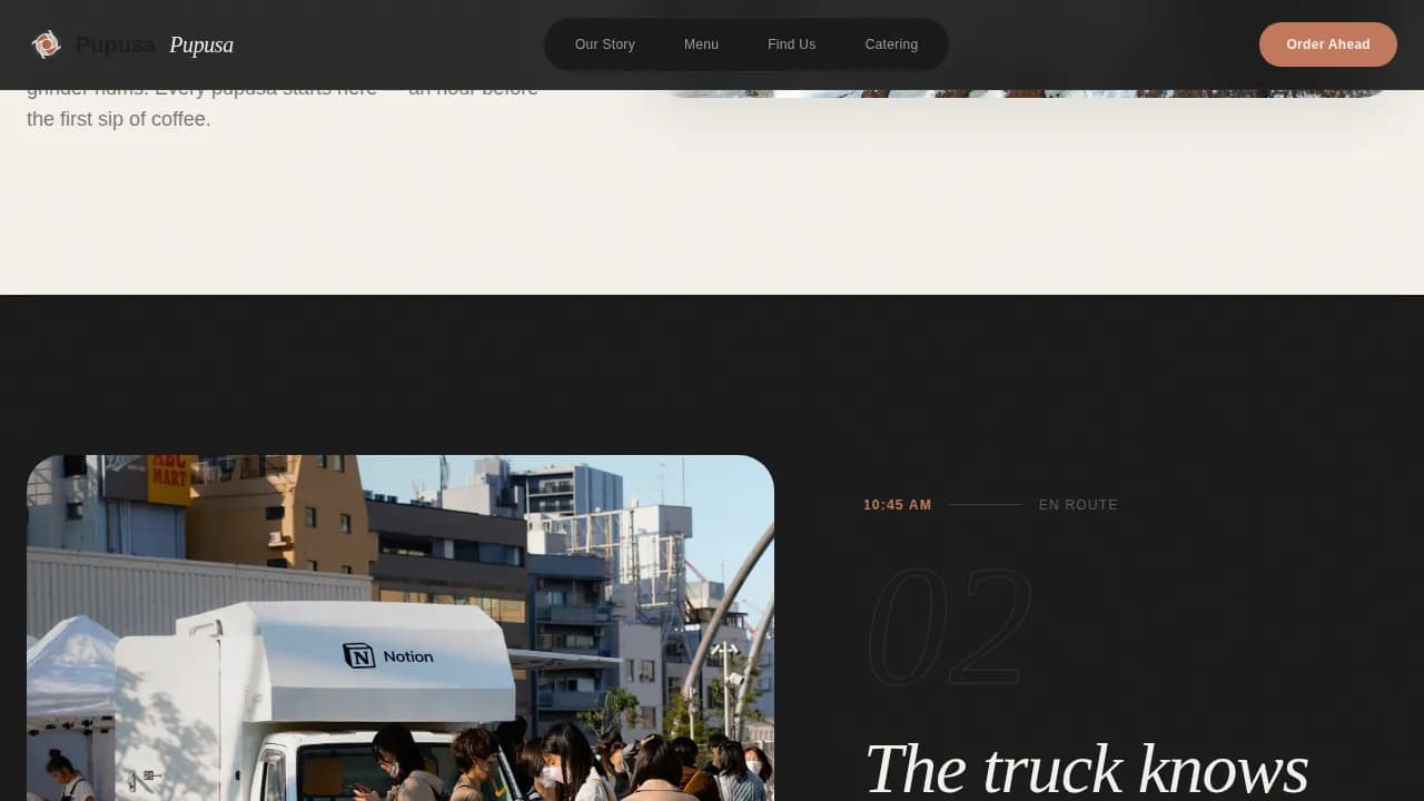 Pupusa — Artisan Food Truck Landing Page Template