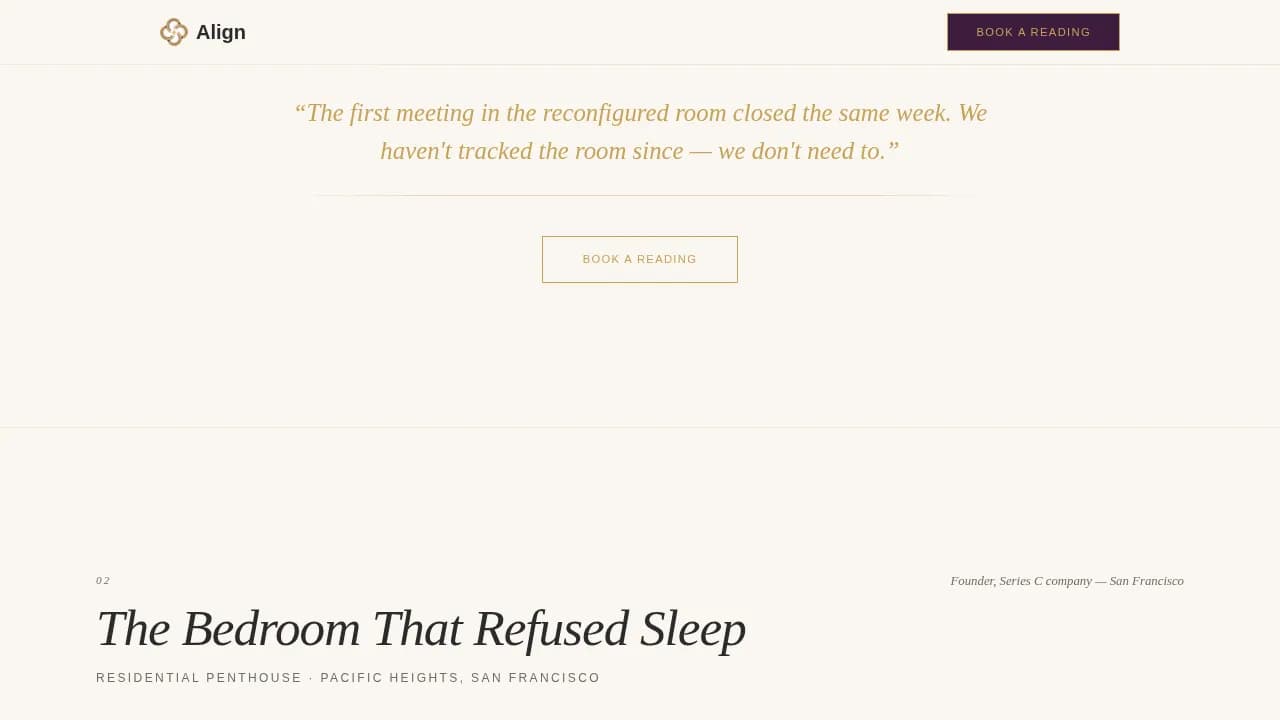 Harmony — Executive Feng Shui Case Study Landing Page Template