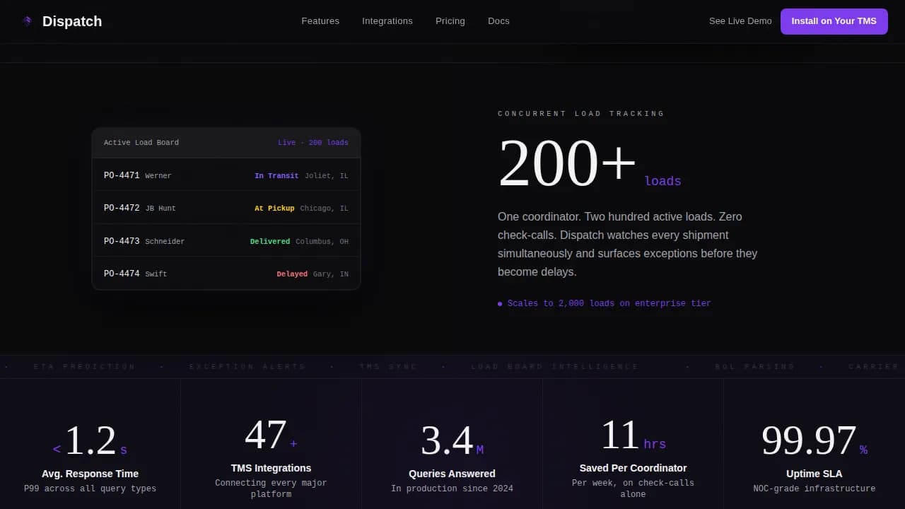 Dispatch — Rapid Logistics Tracking Landing Page Template