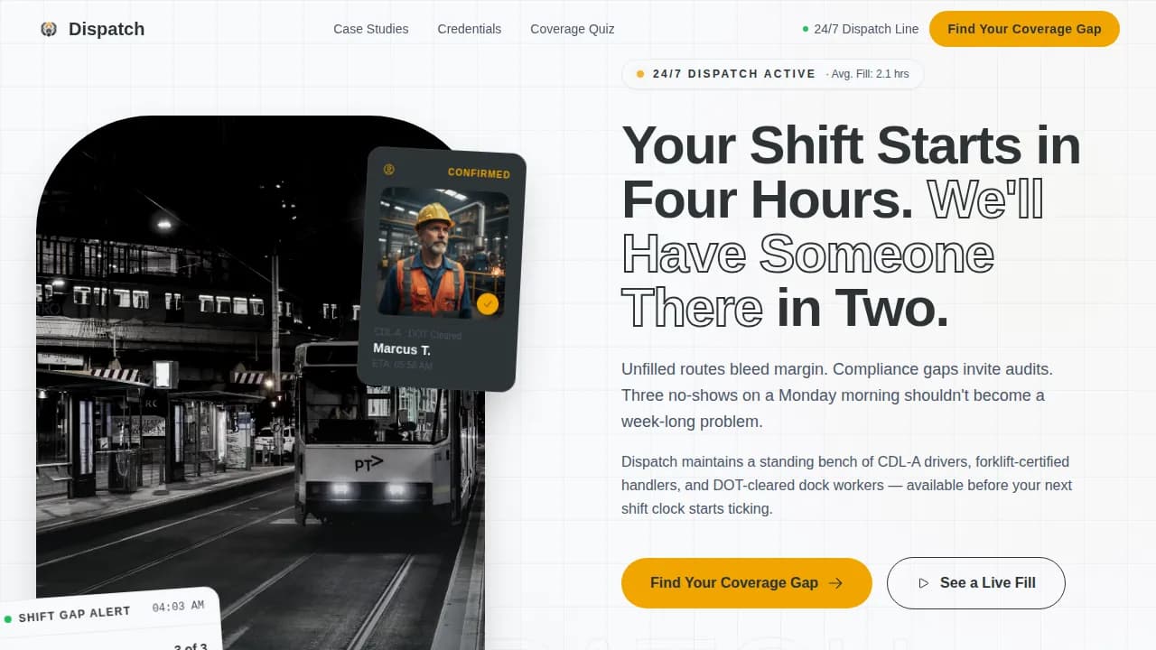 Dispatch — Rapid Staffing Coverage Landing Page Template