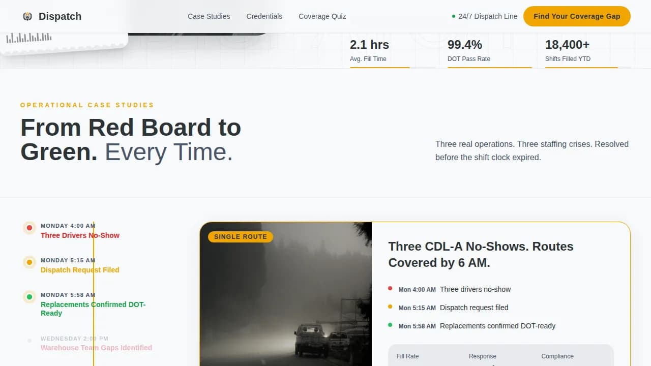 Dispatch — Rapid Staffing Coverage Landing Page Template