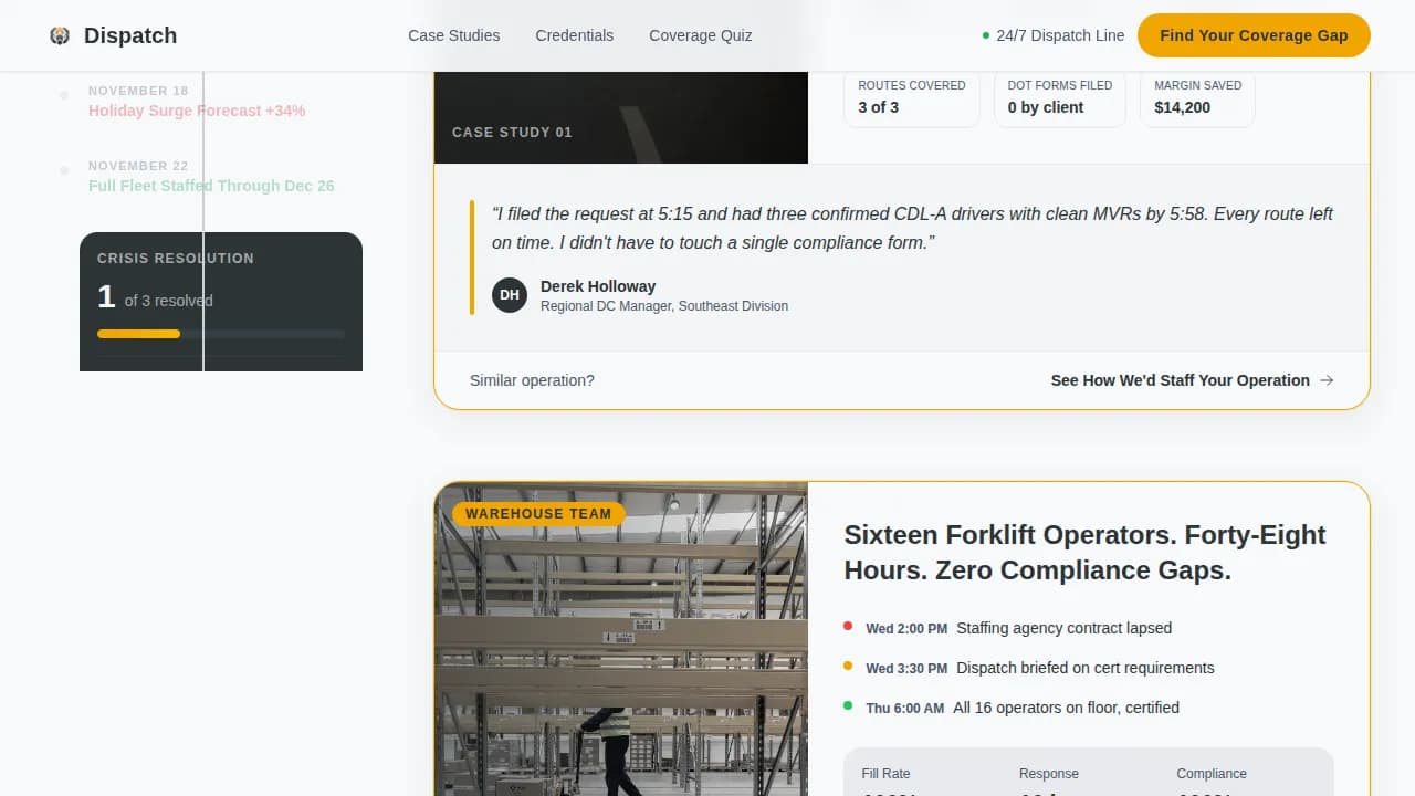 Dispatch — Rapid Staffing Coverage Landing Page Template