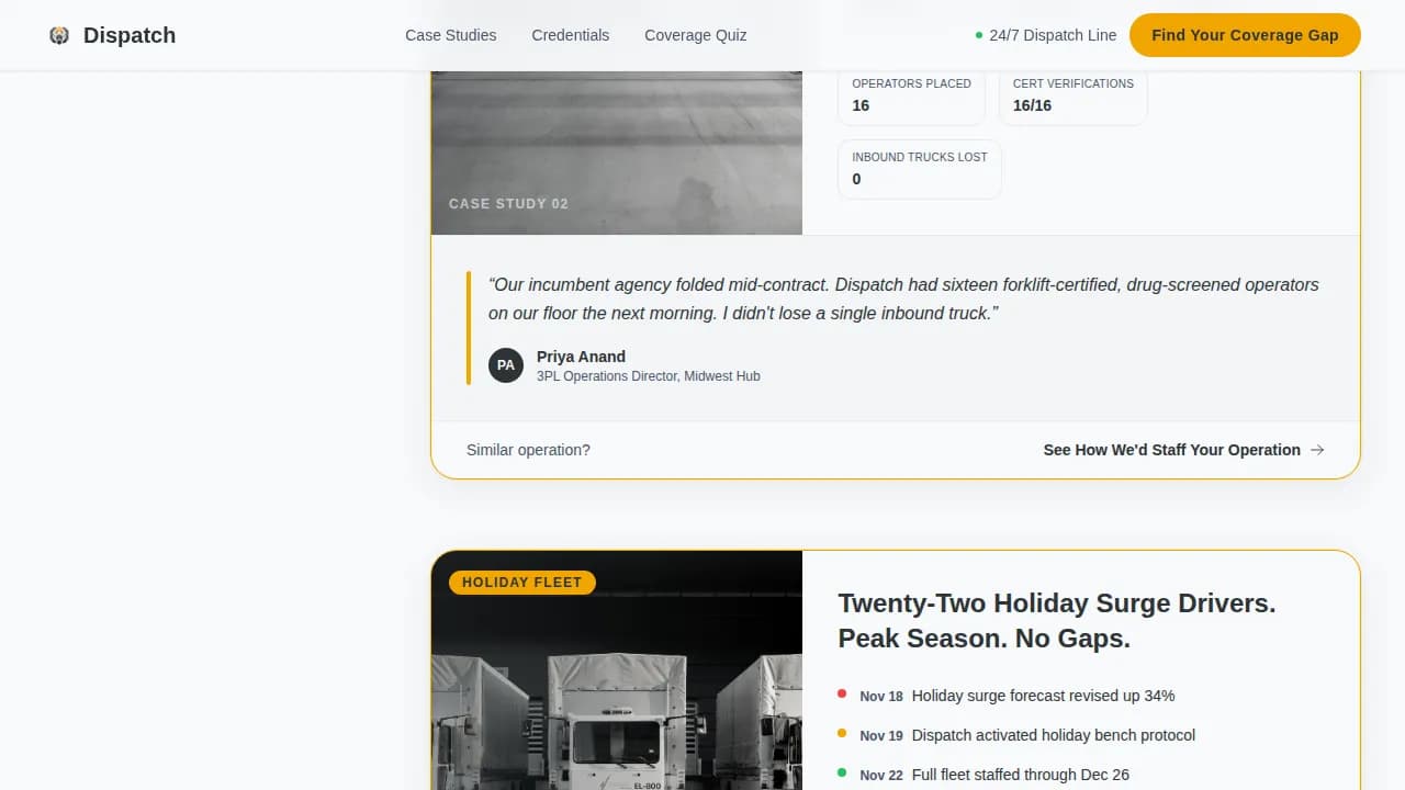 Dispatch — Rapid Staffing Coverage Landing Page Template