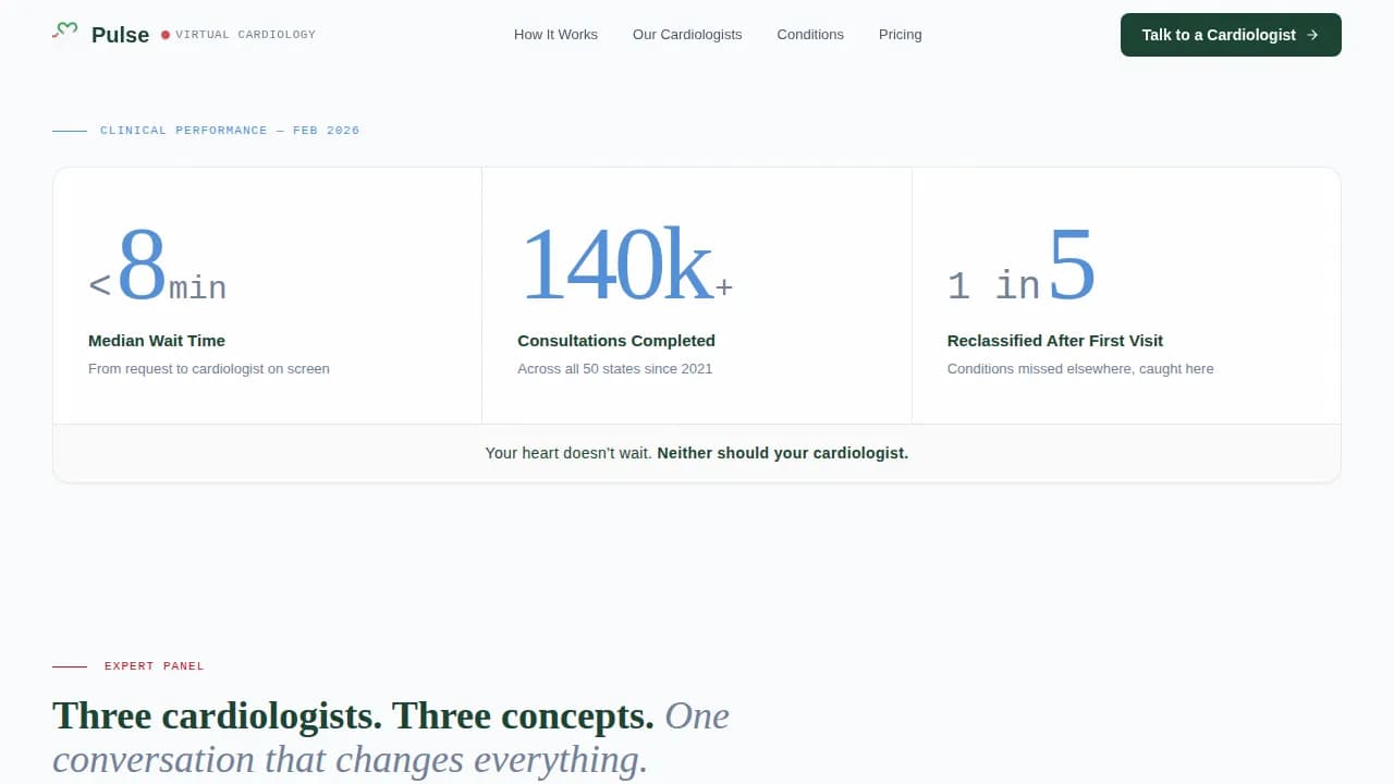 Pulse — Expert Cardiology Telemedicine Landing Page Template