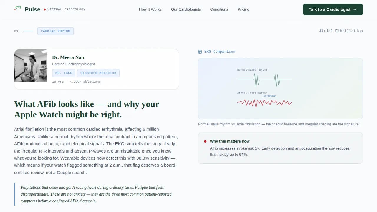 Pulse — Expert Cardiology Telemedicine Landing Page Template