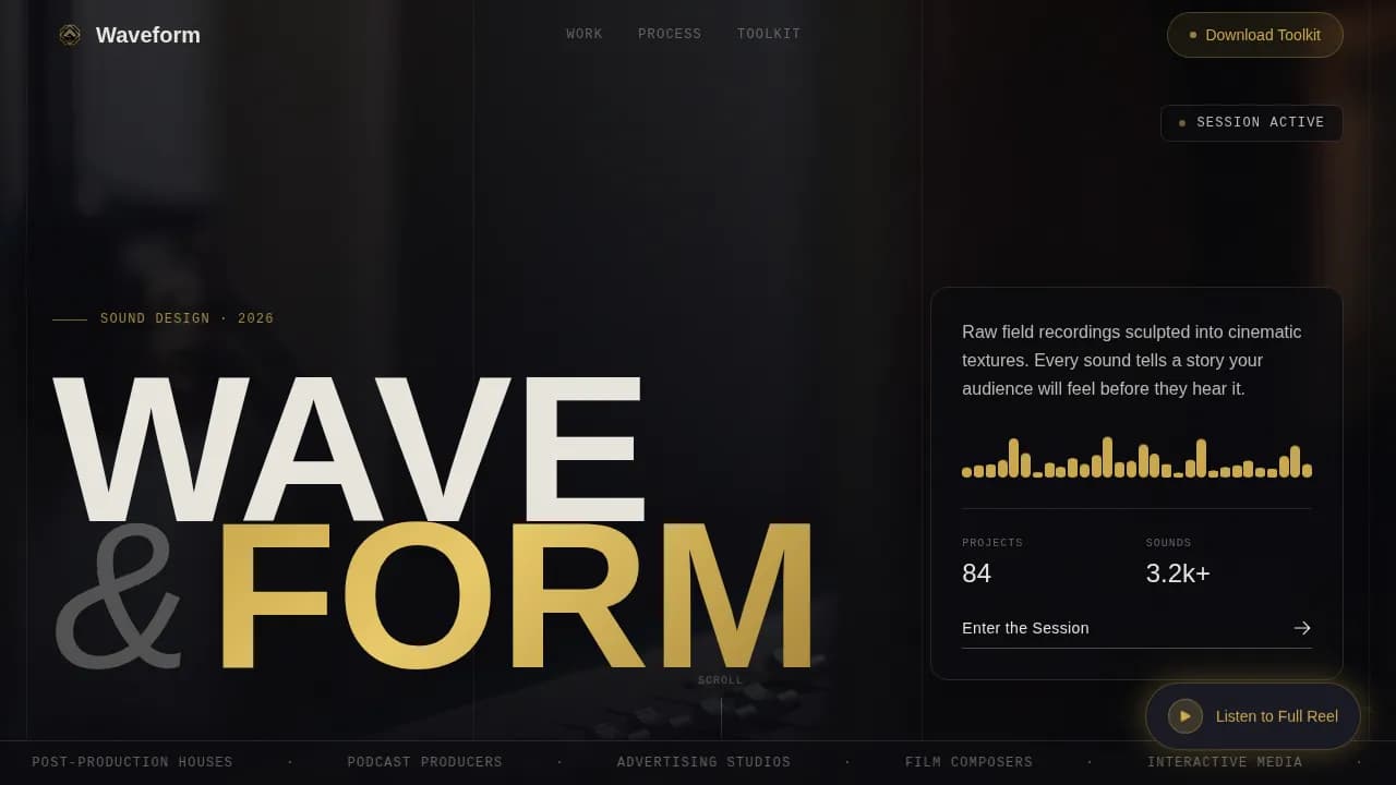 Resonance — Professional Audio Engineering Landing Page Template