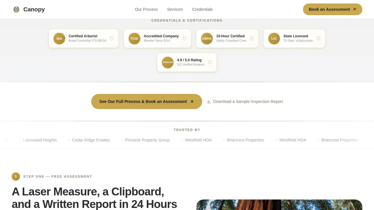 Arborist Booking Website Template