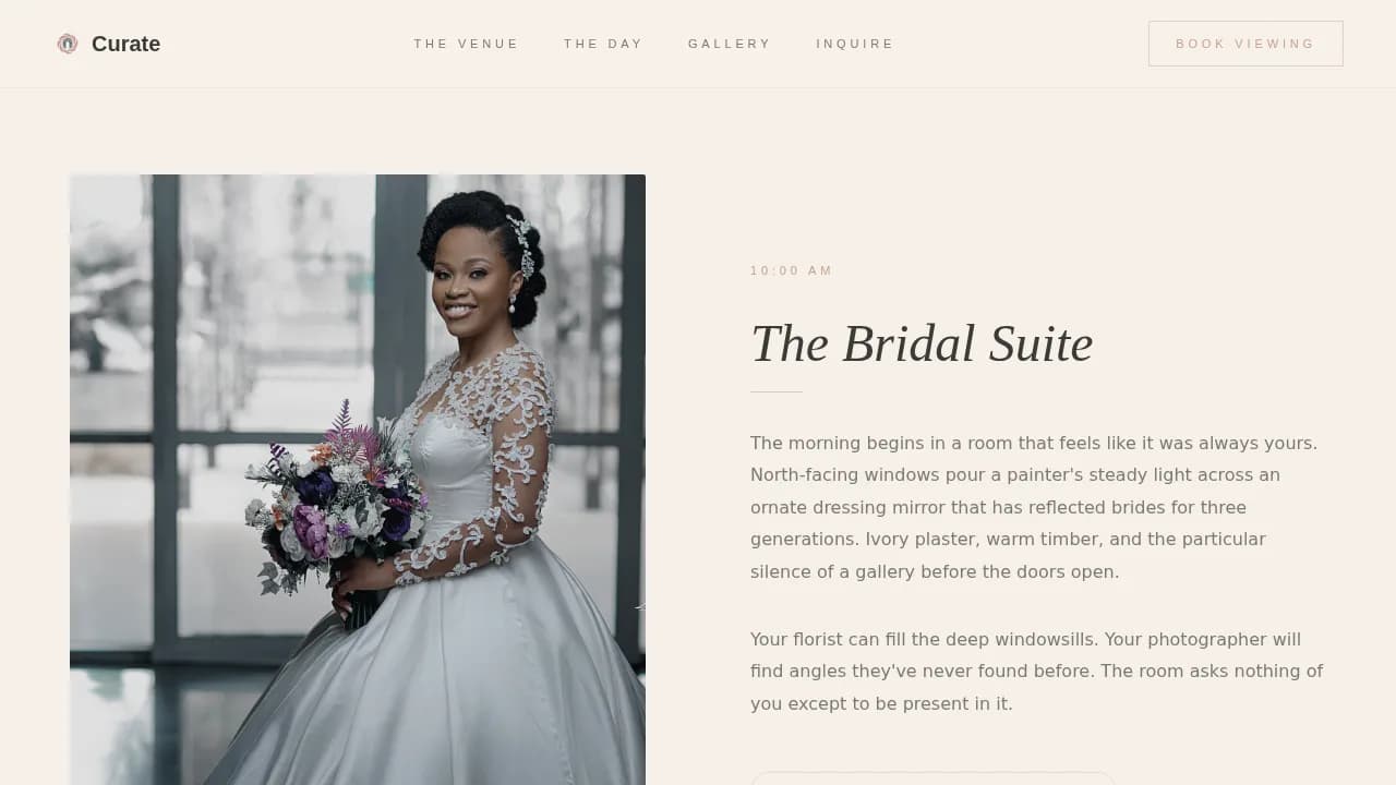 Heritage — Elegant Gallery Wedding Venue Landing Page Template