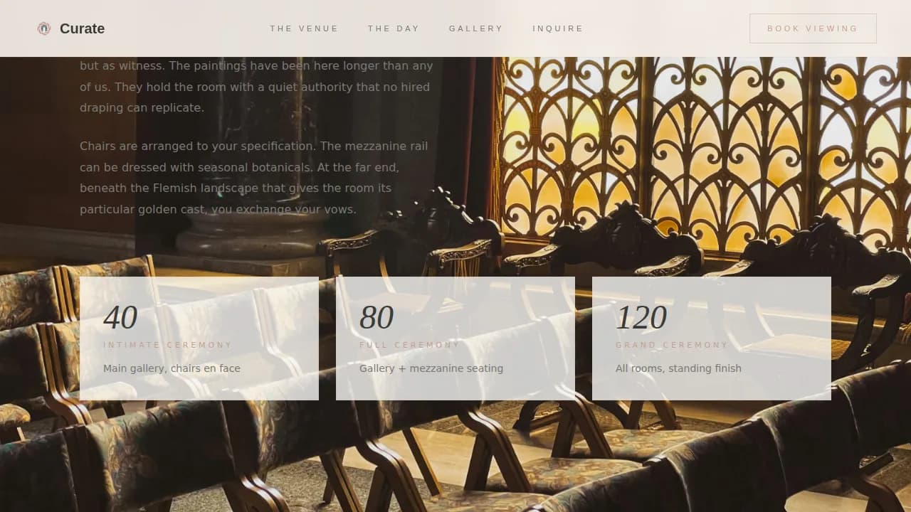 Heritage — Elegant Gallery Wedding Venue Landing Page Template