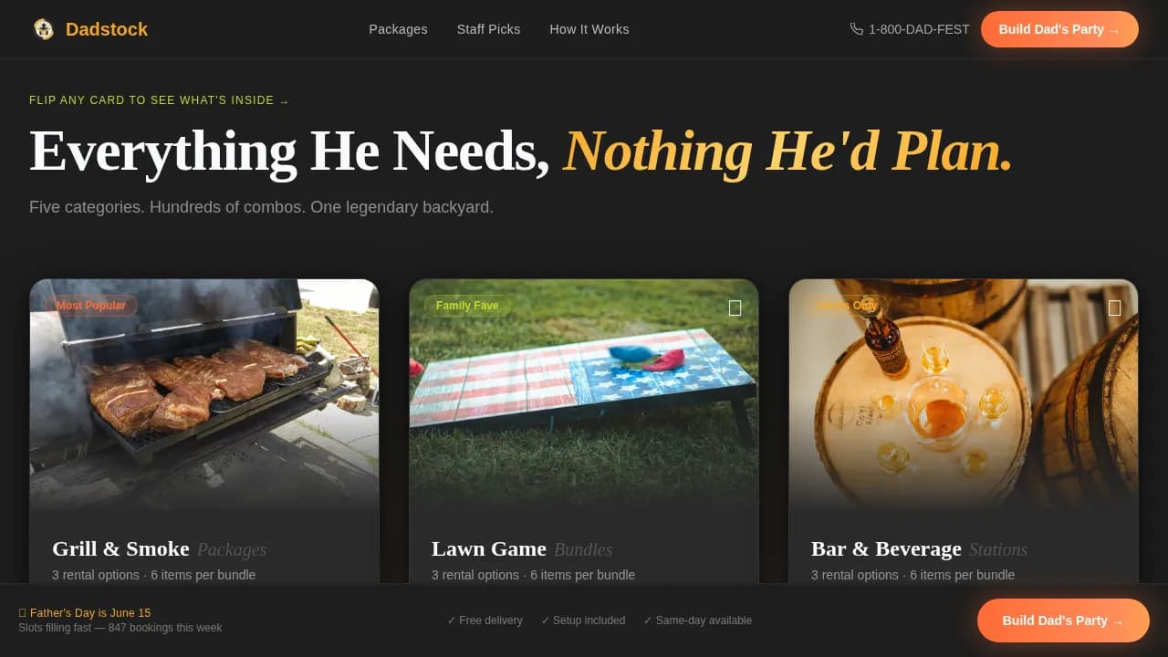 Bash — Backyard Festival Rental Services Landing Page Template