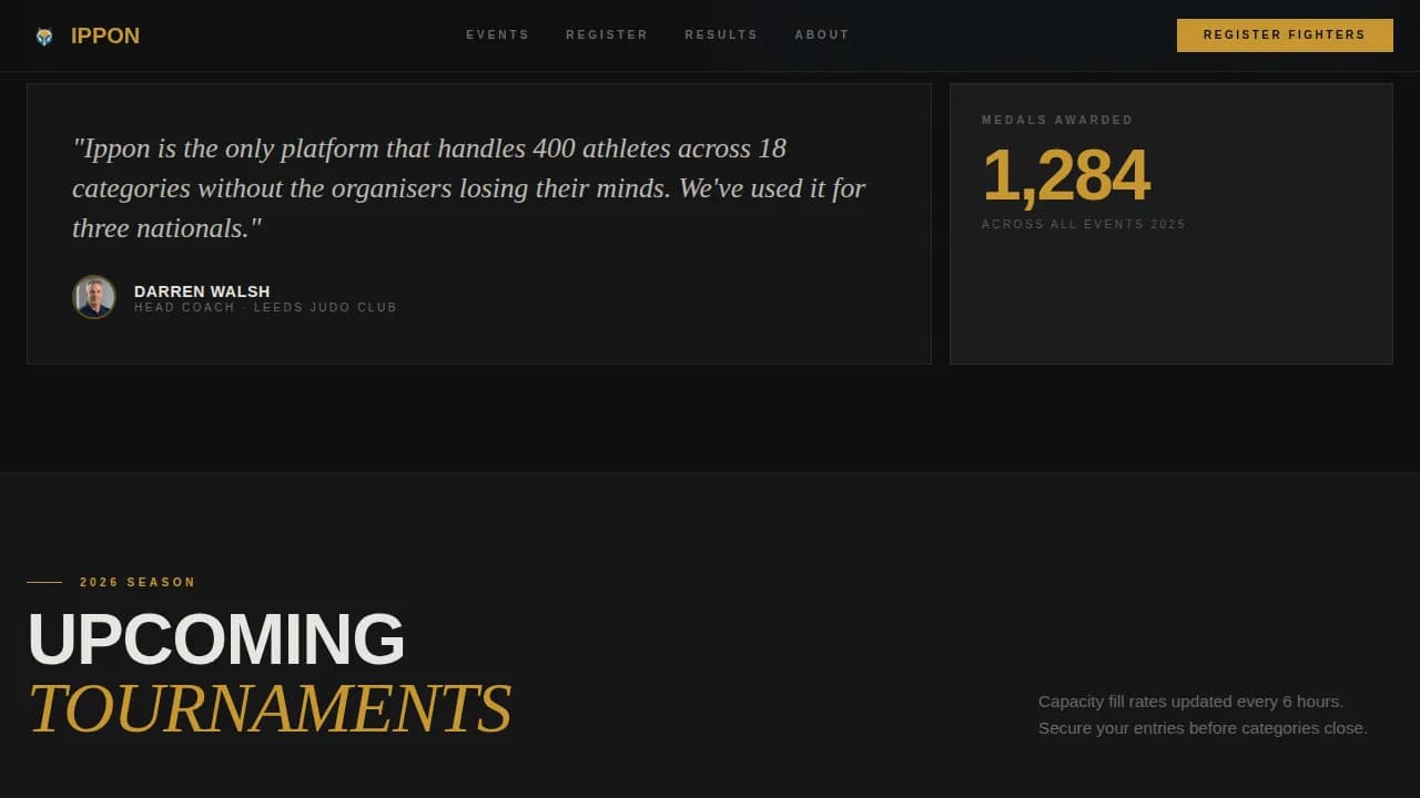 Champion — Industrial Judo Tournament Hosting Landing Page Template