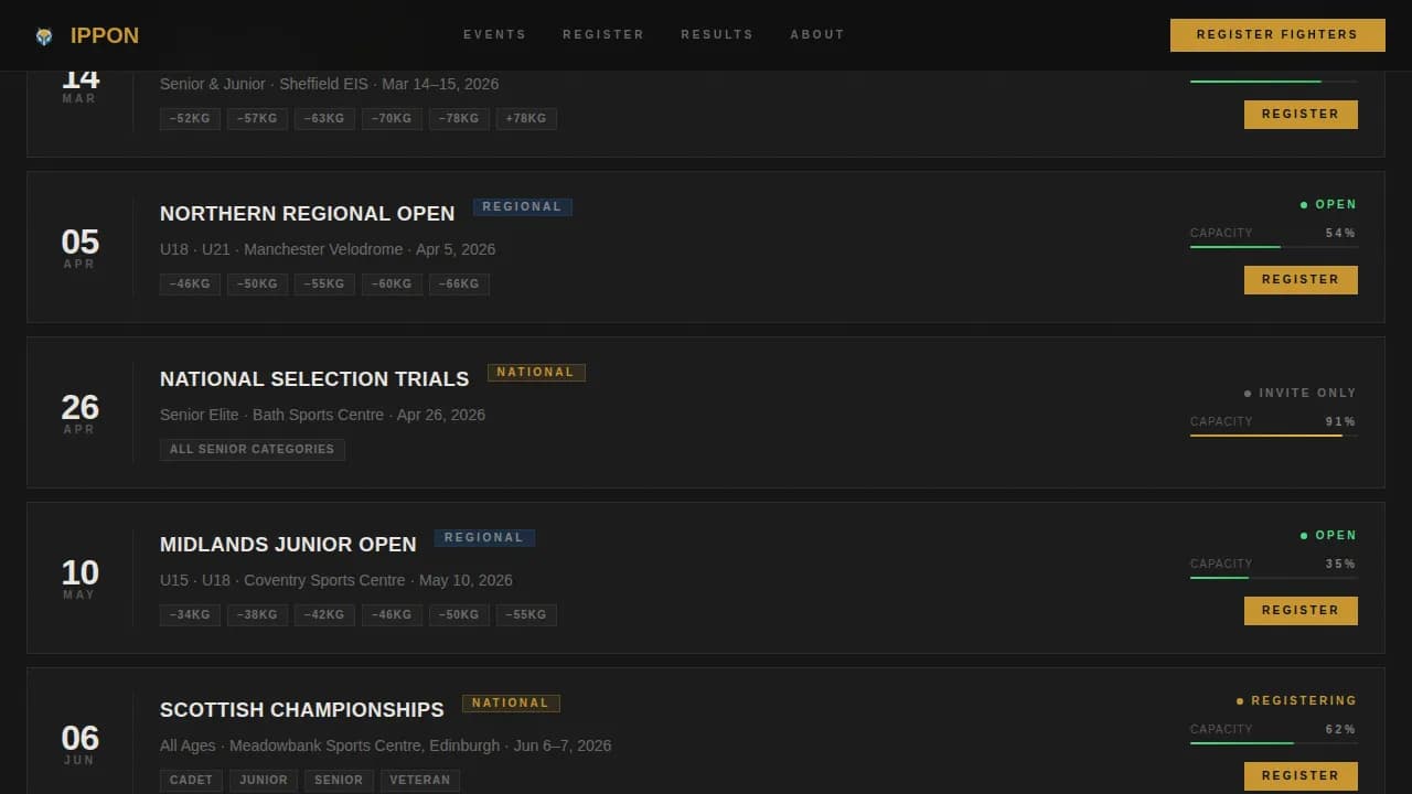 Champion — Industrial Judo Tournament Hosting Landing Page Template