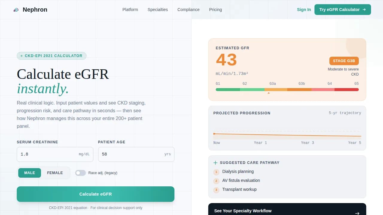 Nephron - Clinical Command Center Nephrology EMR Landing Page Template