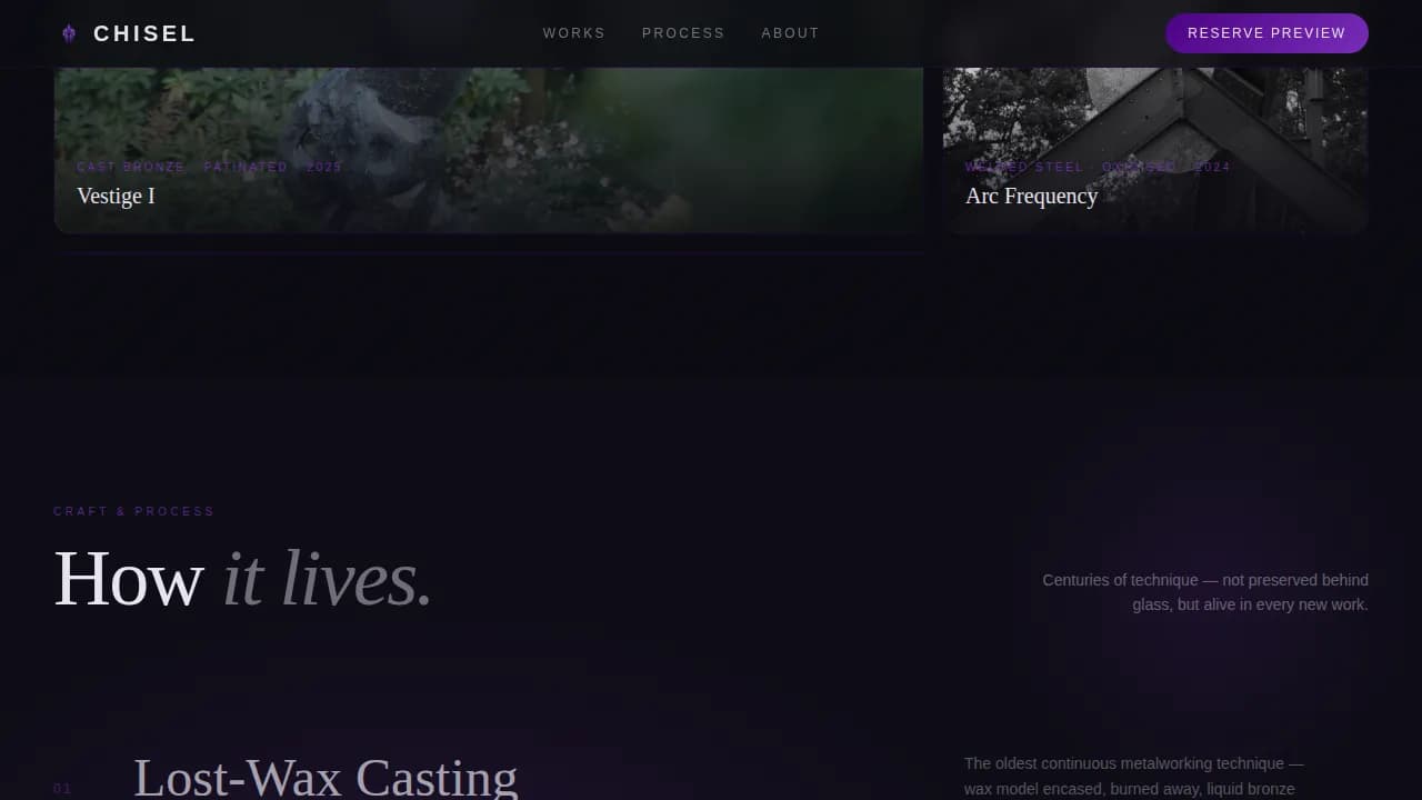 Artisan — Contemporary Fine Art Gallery Landing Page Template