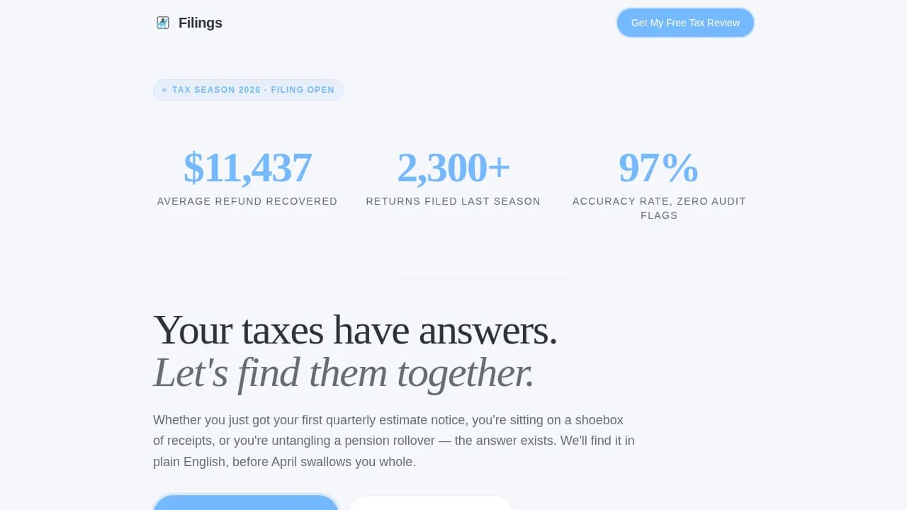 Return — Trusted Tax Preparation Landing Page Template