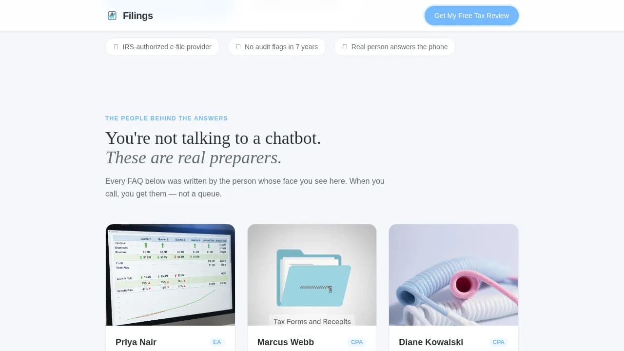 Return — Trusted Tax Preparation Landing Page Template