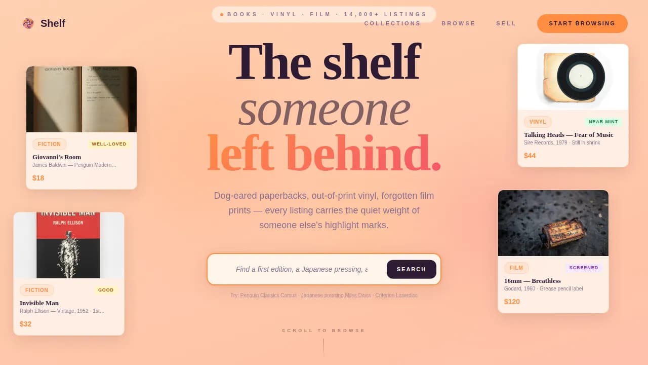 Library — Curated Vintage Books Landing Page Template