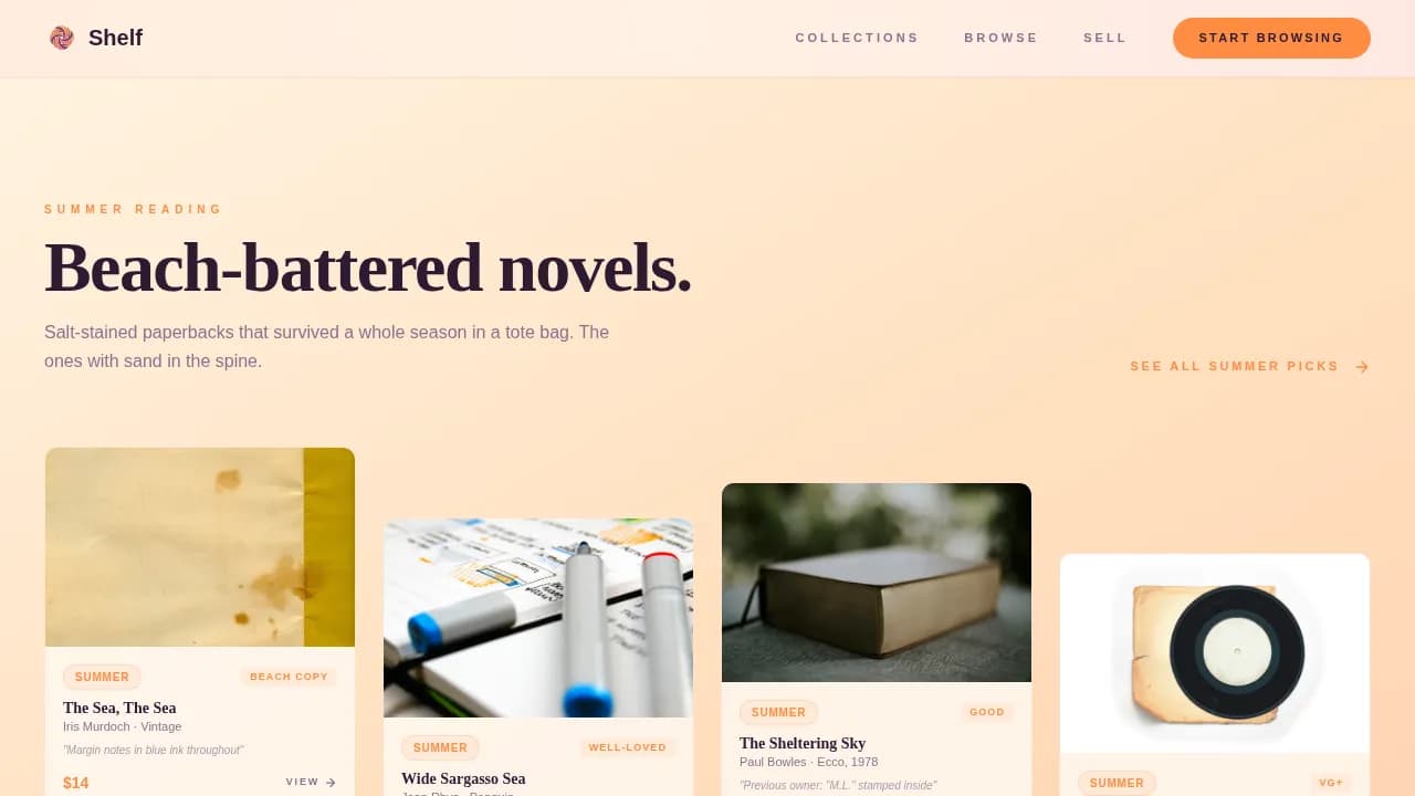 Library — Curated Vintage Books Landing Page Template