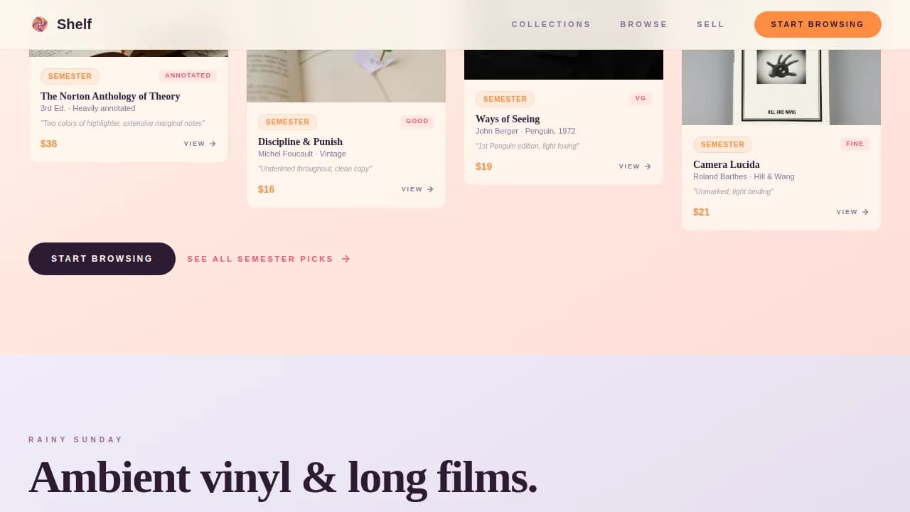 Library — Curated Vintage Books Landing Page Template