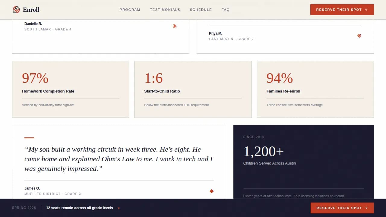 Elevate — Celebrated Youth Enrichment Landing Page Template
