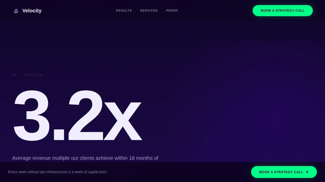Post-Funding Startup Tactical Operations Consulting Website Template