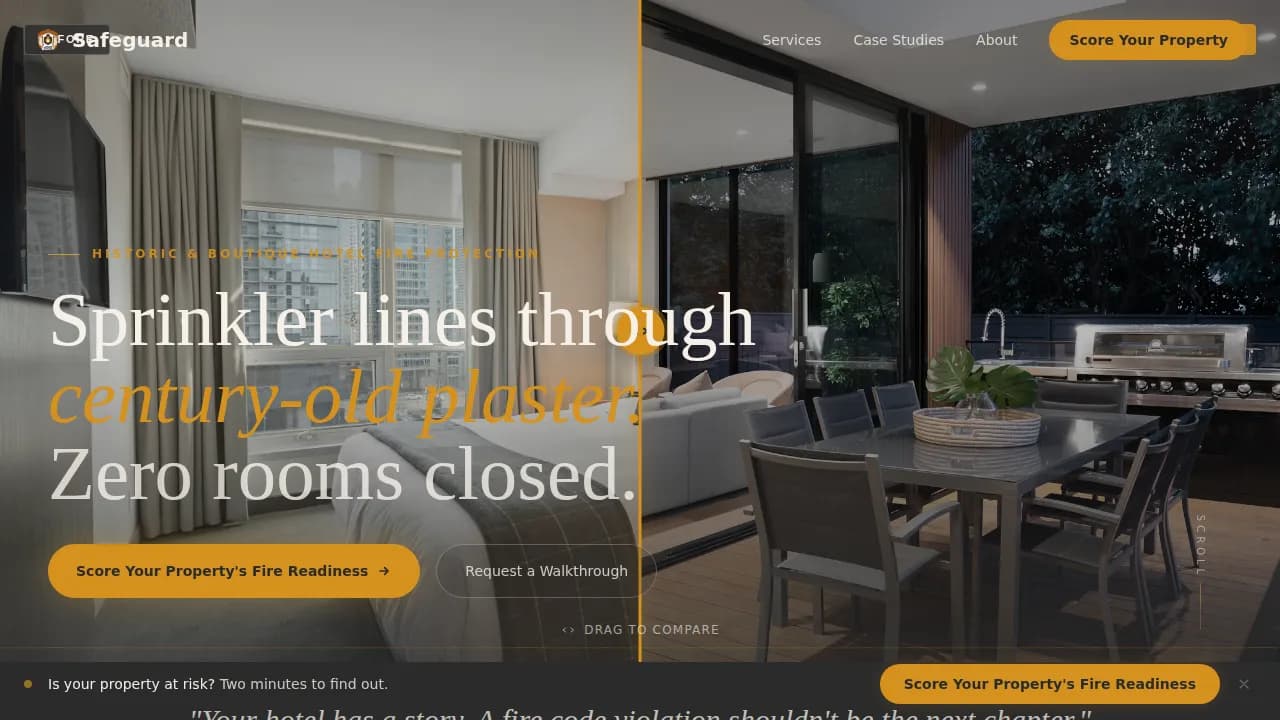 Guardian — Comprehensive Heritage Hotel Safety Landing Page Template