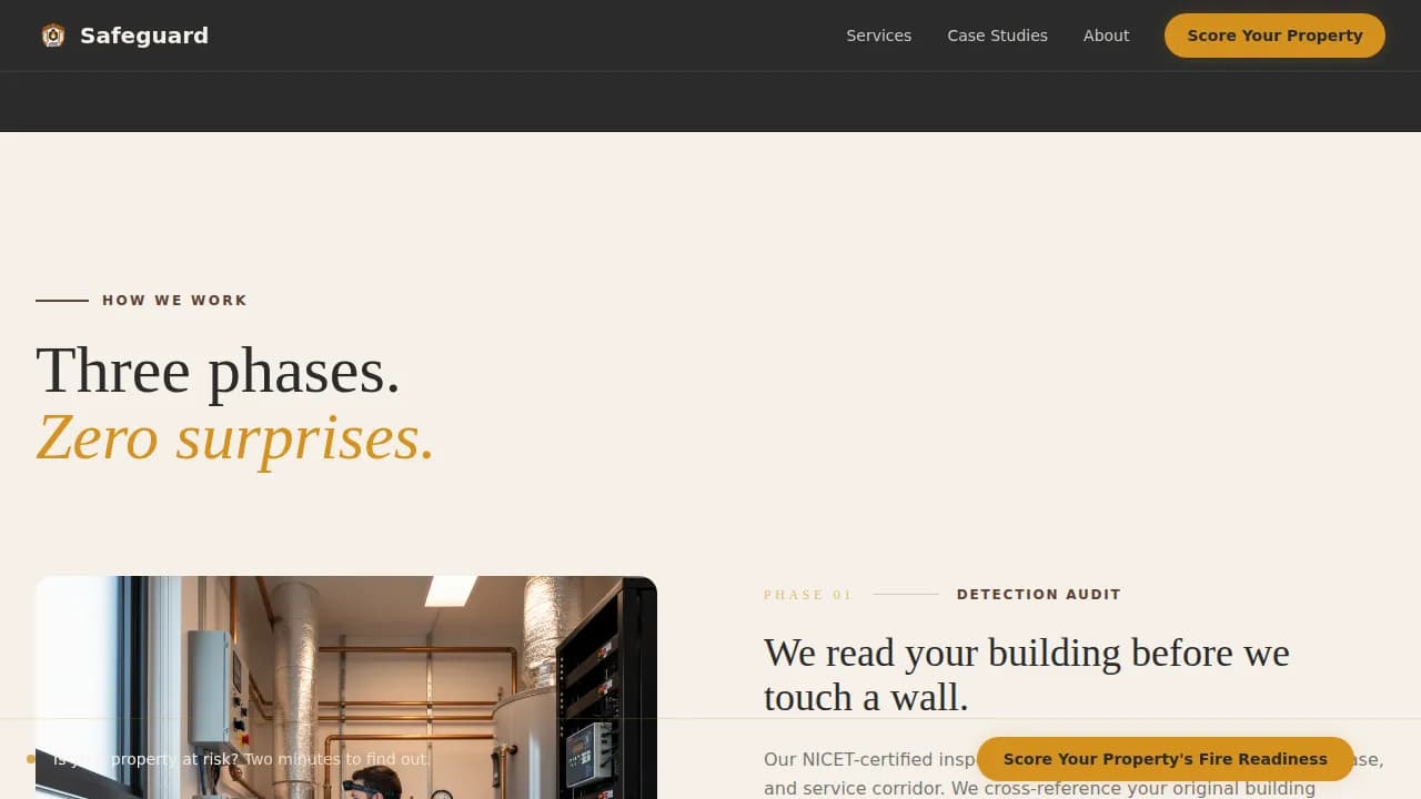 Guardian — Comprehensive Heritage Hotel Safety Landing Page Template