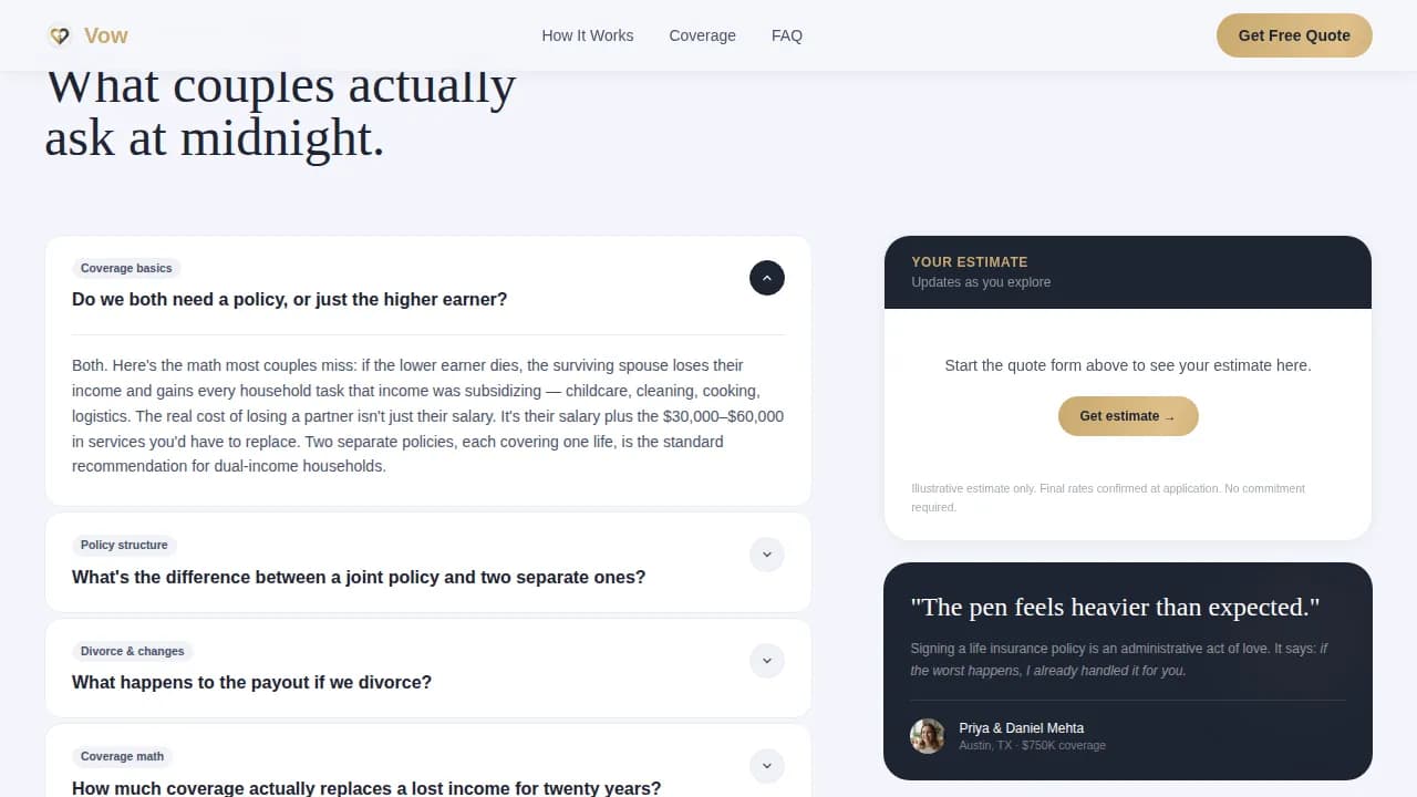 Unite — Assured Newlywed Coverage Landing Page Template