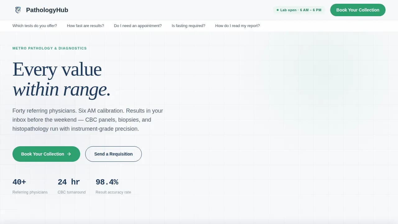 Pathology Medicine Booking Website Template