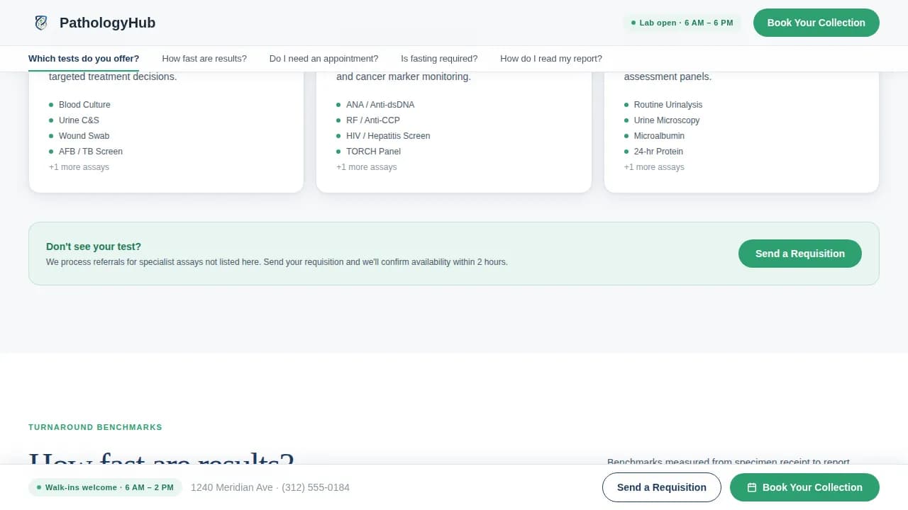 Pathology Medicine Booking Website Template