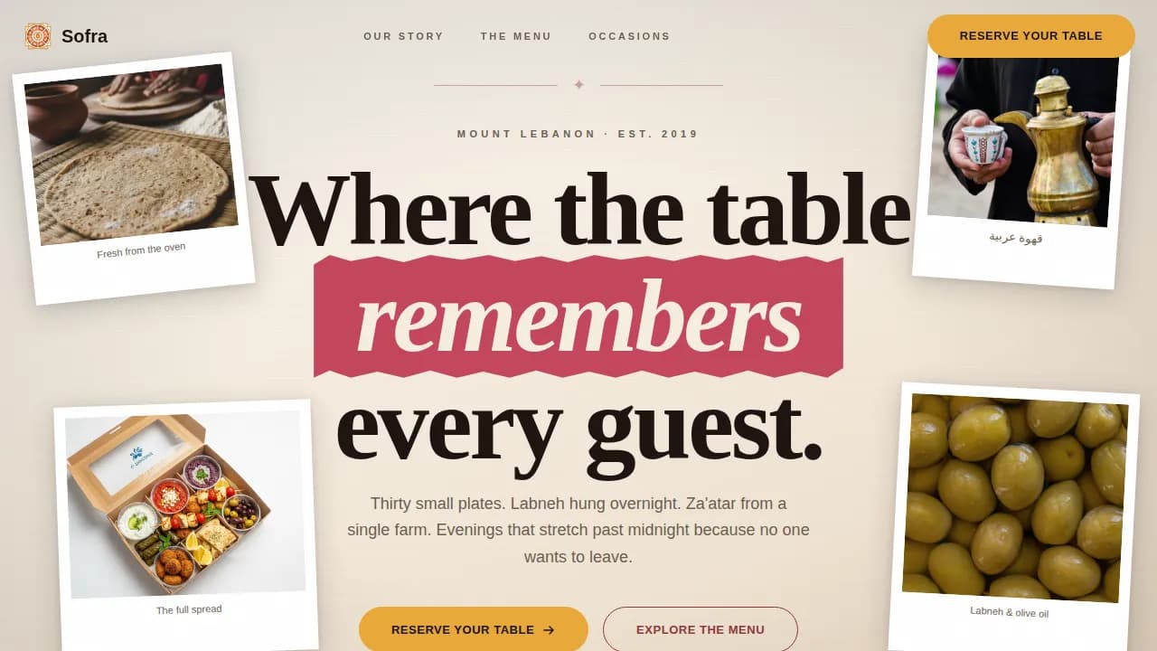 Middle Eastern Cuisine & Dining Expert Professional Website Template