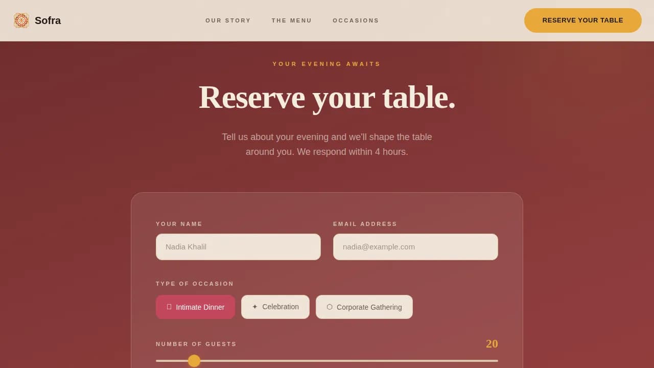 Middle Eastern Cuisine & Dining Expert Professional Website Template
