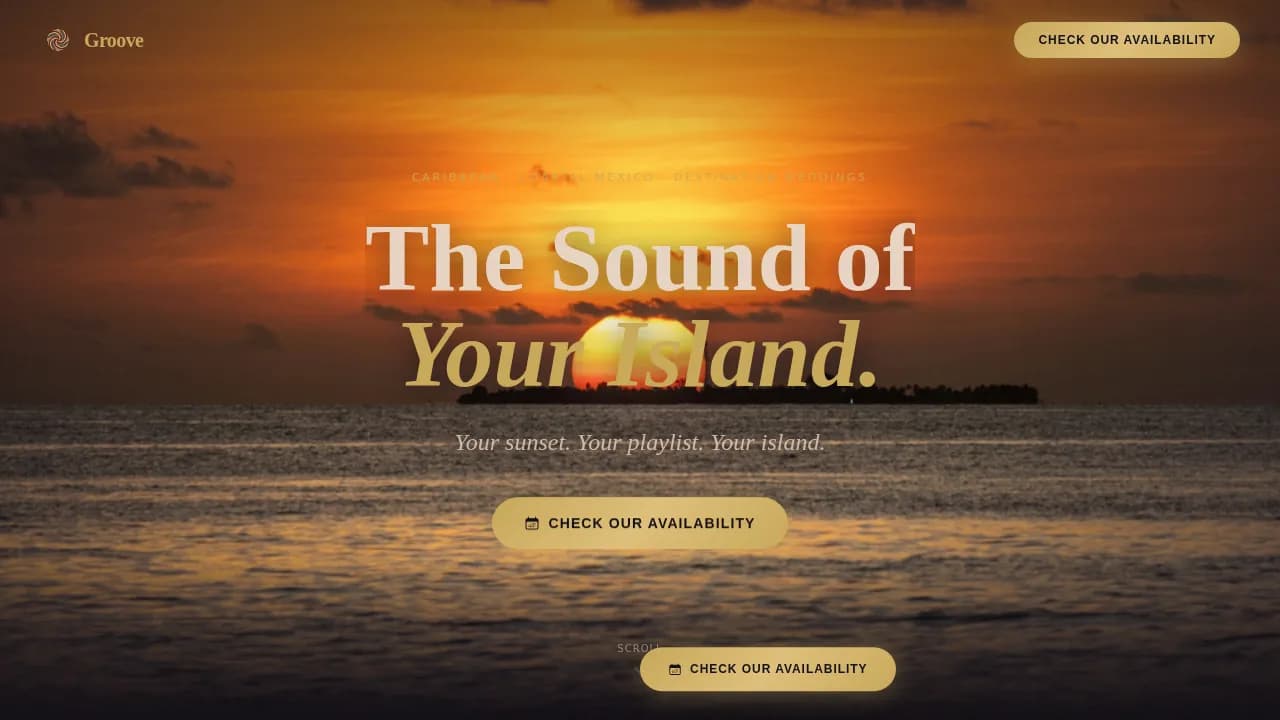 Groove - Tropical Wedding DJ Band Landing Page Template
