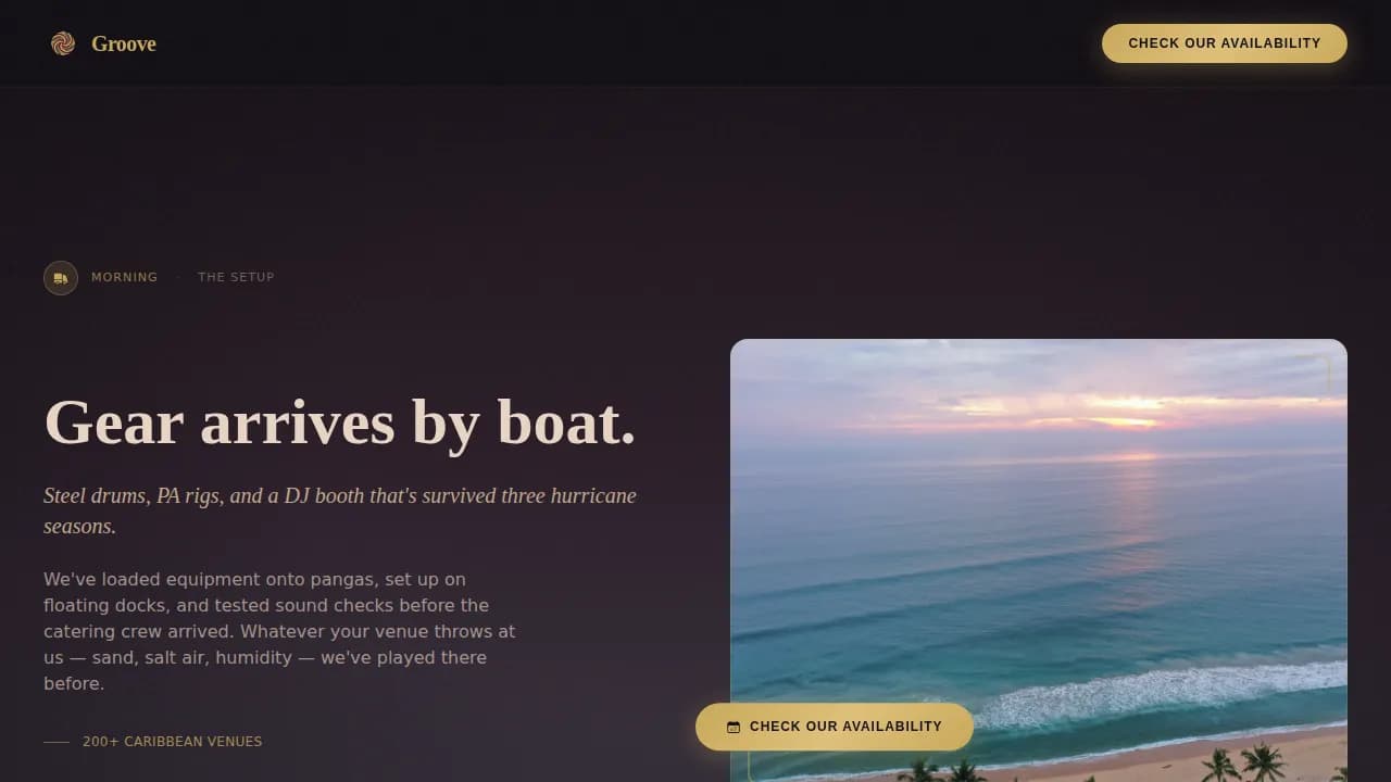 Groove - Tropical Wedding DJ Band Landing Page Template