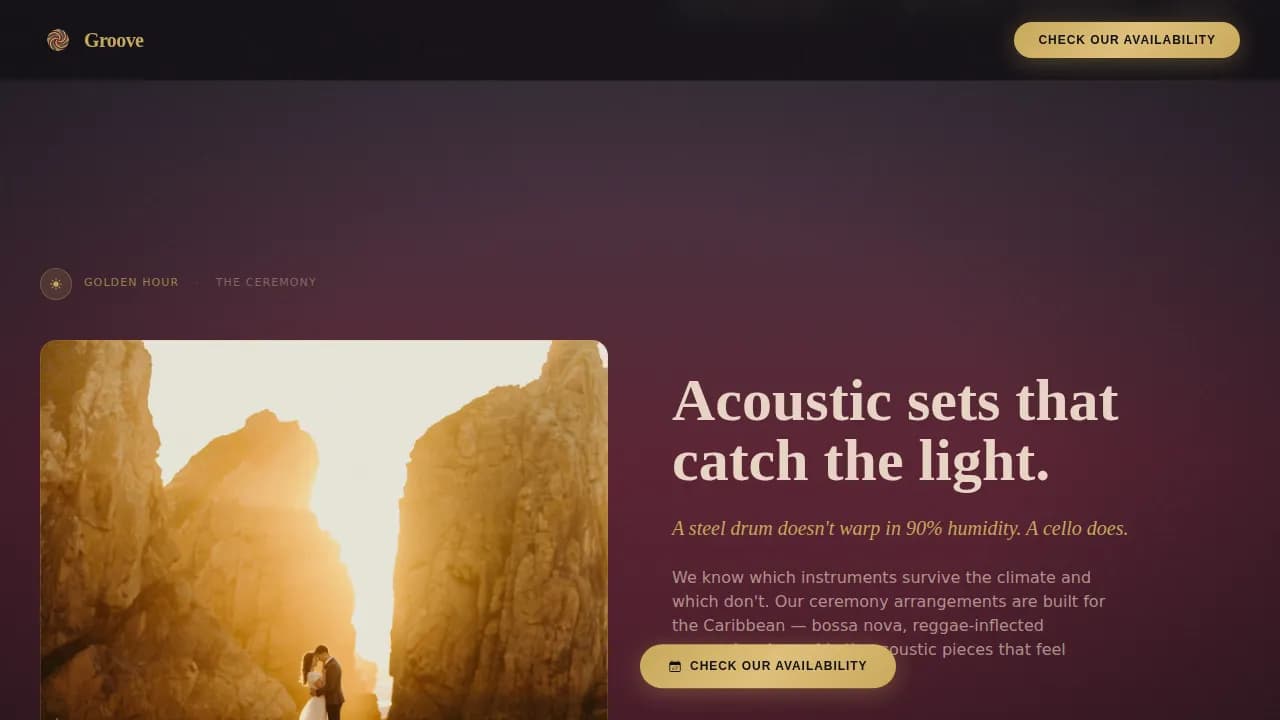 Groove - Tropical Wedding DJ Band Landing Page Template