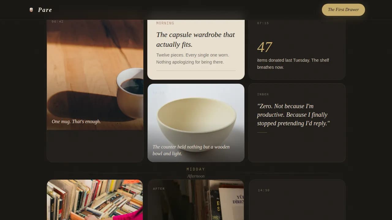 Pare — Minimal Declutter Coaching Landing Page Template