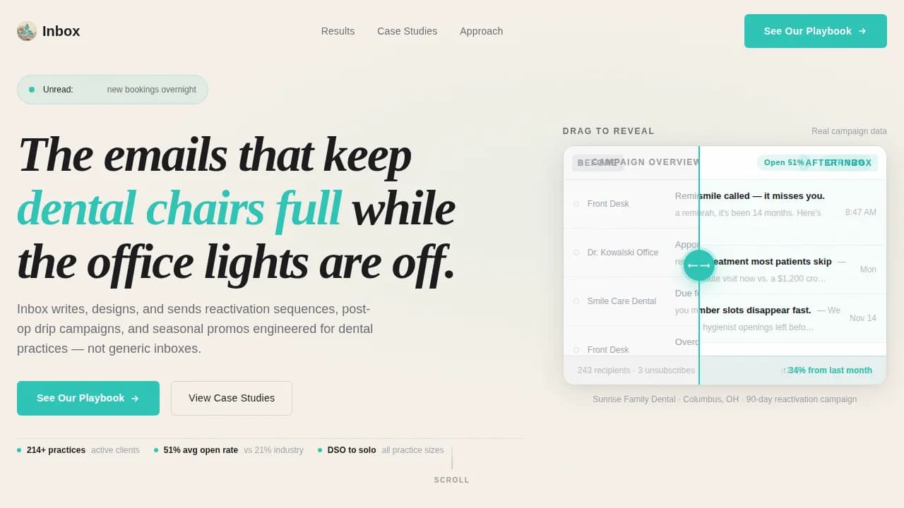 Inbox — Dental Marketing Automation Landing Page Template