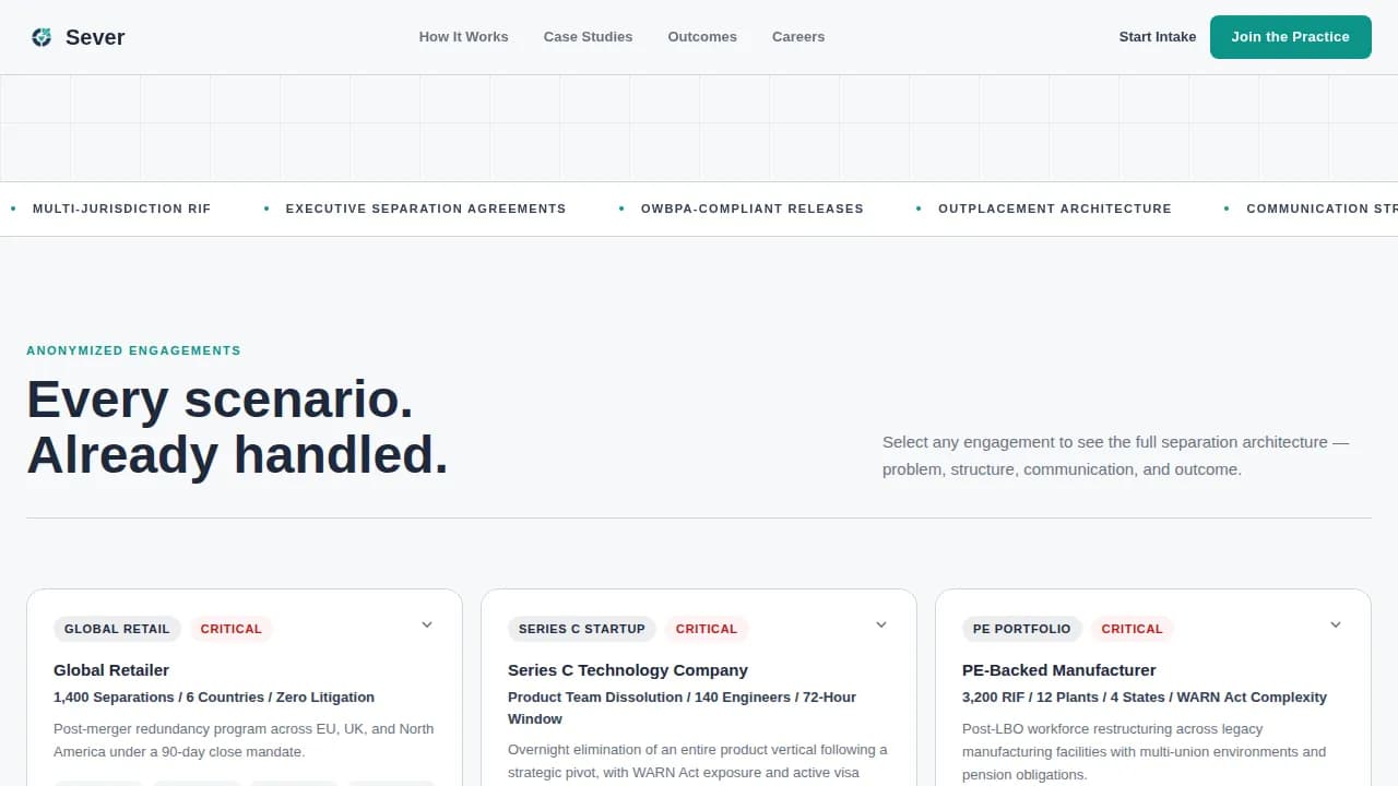 Sever — Compassionate Transition Support Landing Page Template