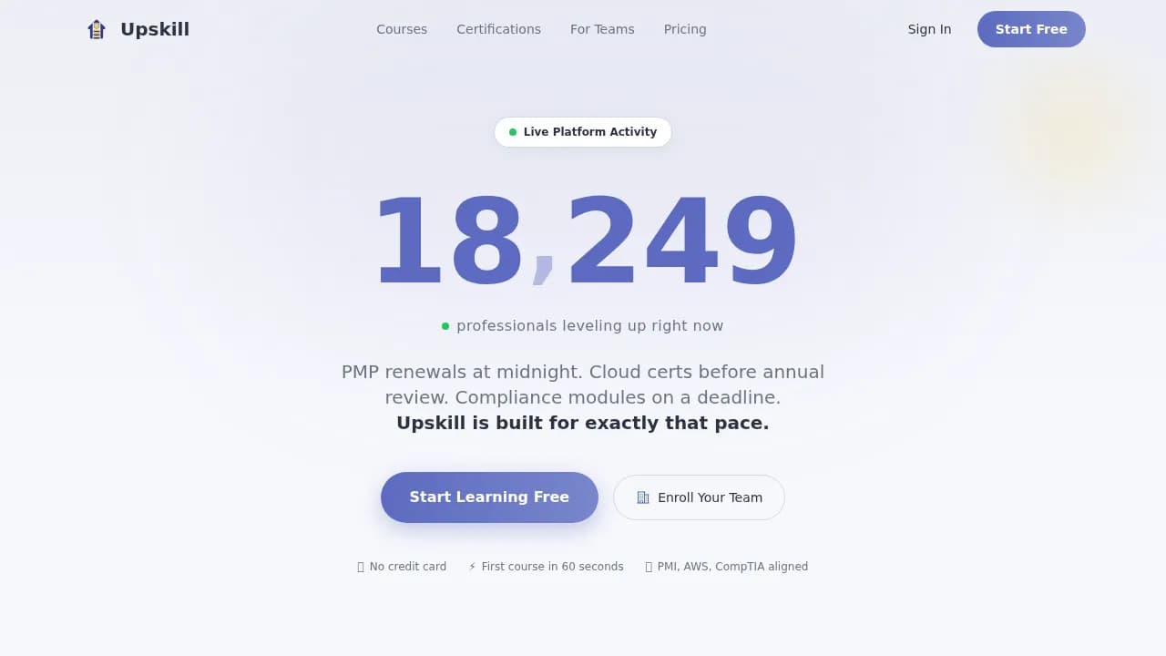 Upskill - Professional Certification Training Landing Page Template