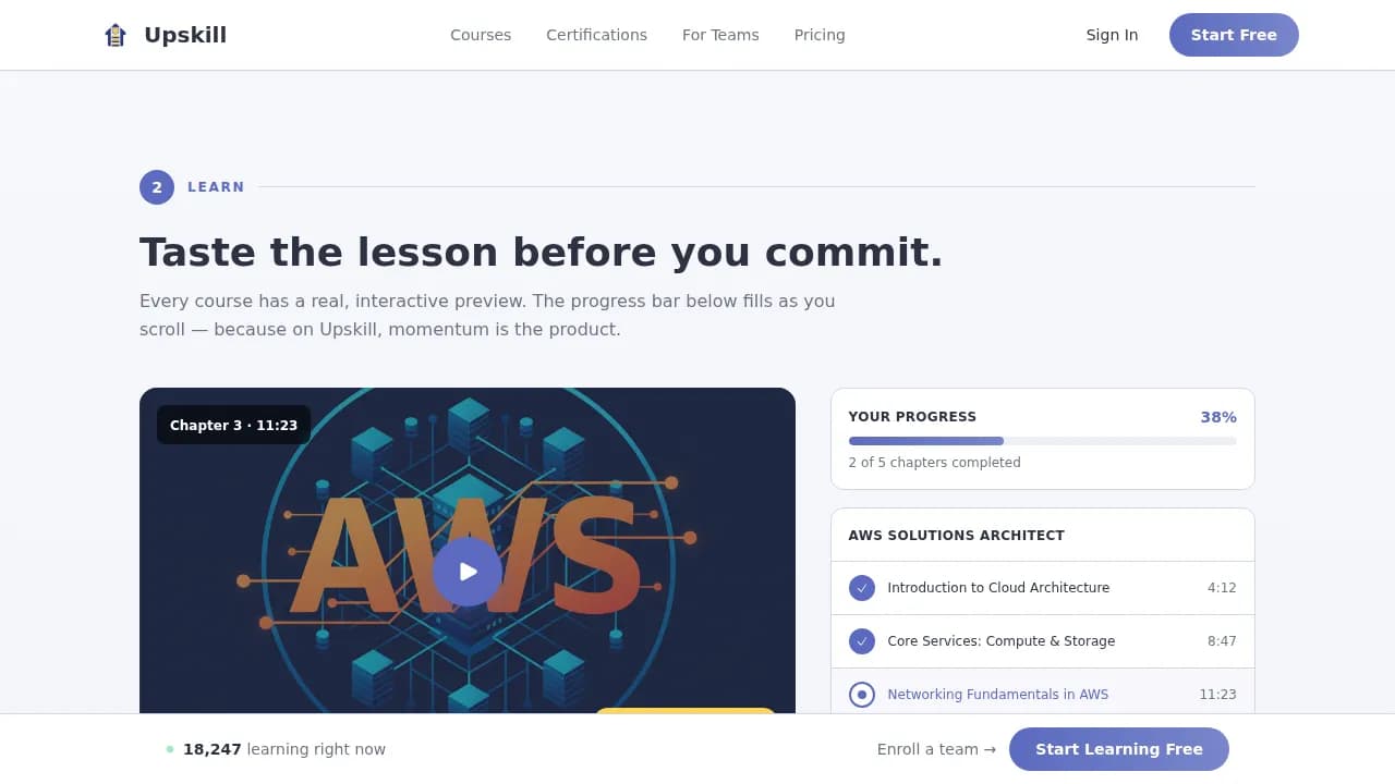 Upskill - Professional Certification Training Landing Page Template
