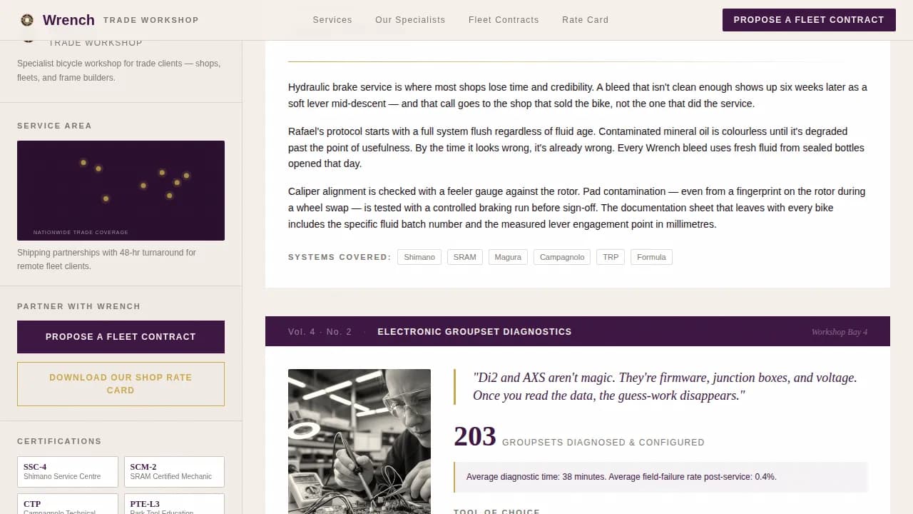Cycle — Precision Bike Mechanic Landing Page Template