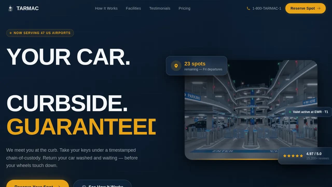 Park — Premium Airport Valet Landing Page Template