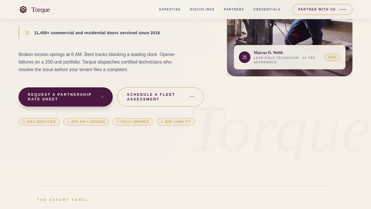 Secure — Certified Garage Door Specialist Landing Page Template