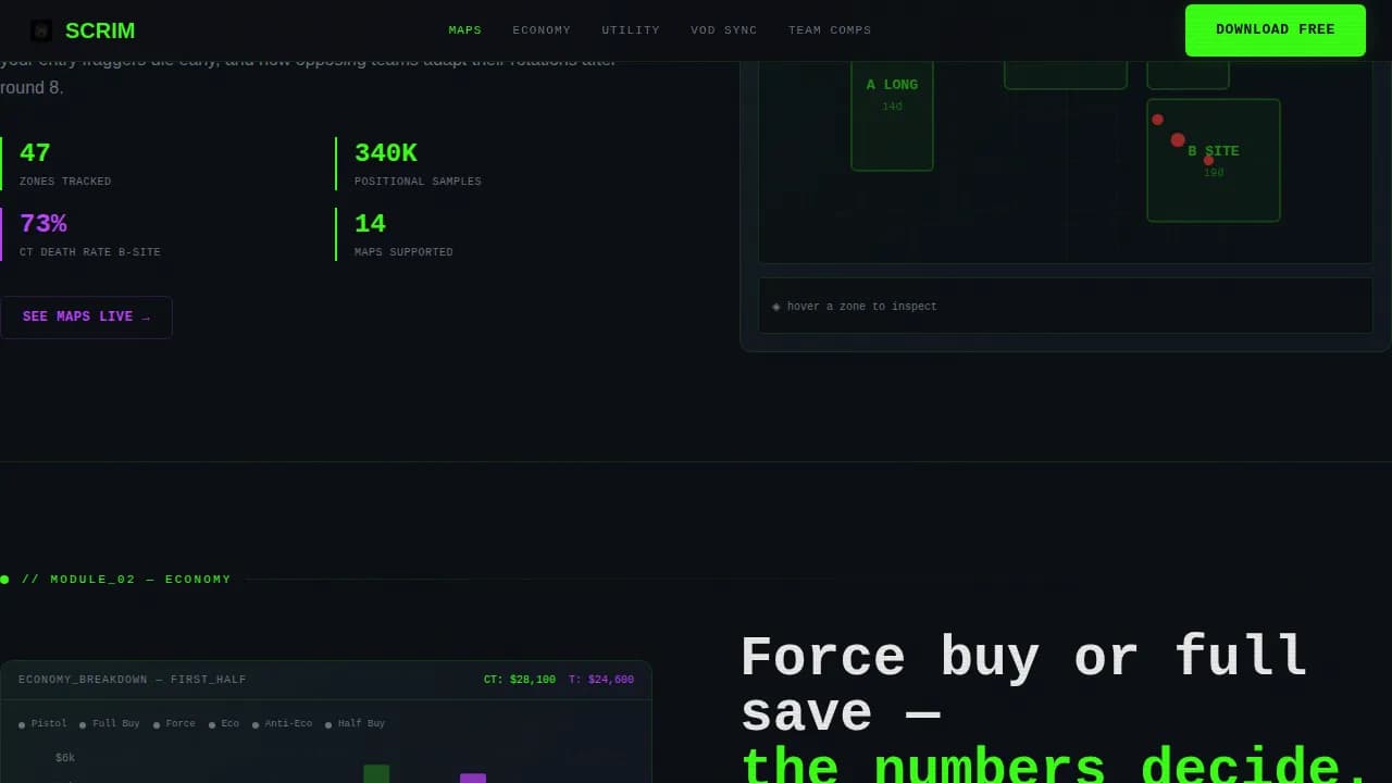 Arena — Competitive Gaming Analytics Landing Page Template