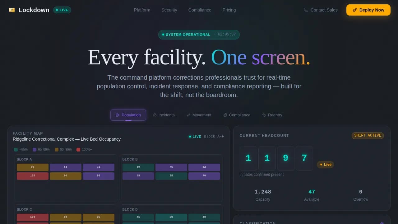 Lockdown — Strategic Prison Operations Landing Page Template
