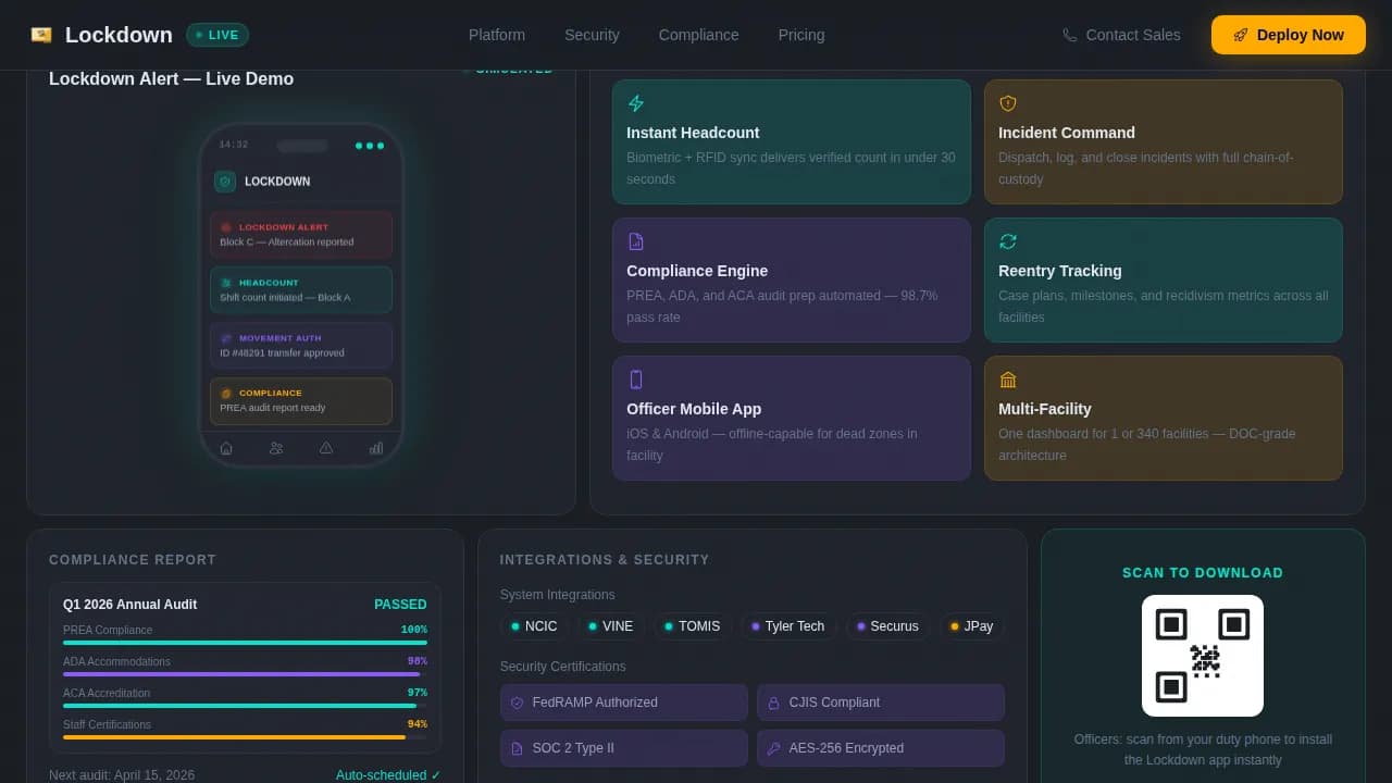 Lockdown — Strategic Prison Operations Landing Page Template