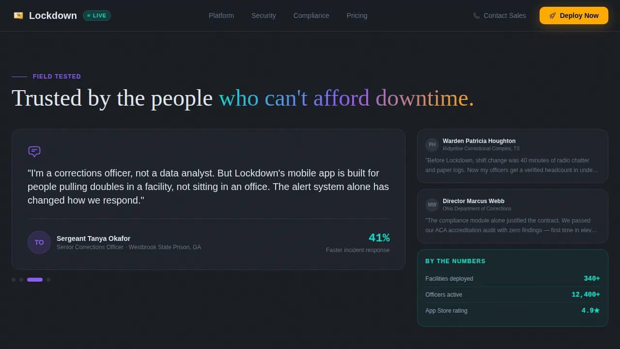 Lockdown — Strategic Prison Operations Landing Page Template